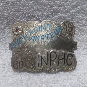 INPHC High Point Amateur 1980 Silver Buckle Flower Hanson Signed Vintage !!